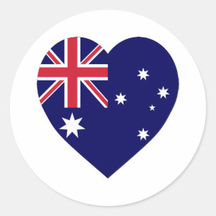 Sticker Rond Australie - Coeur du drapeau