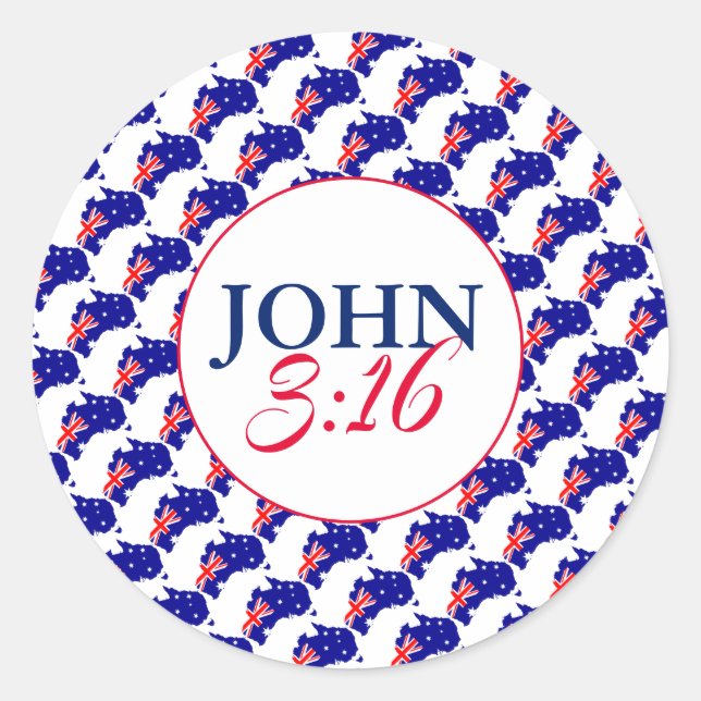 Sticker Rond AUSTRALIE Dieu si aimé Le Monde Jean 3:16 (Devant)