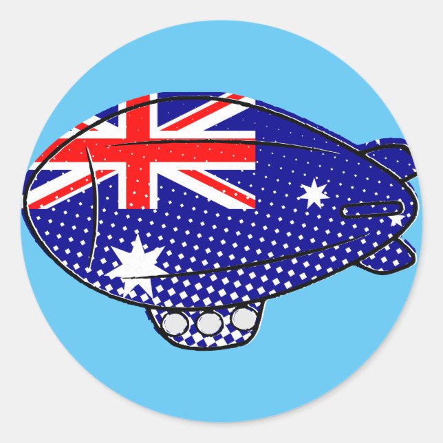 Sticker Rond Australie Drapeau Blimp Ballotte dans le ciel bleu (Devant)