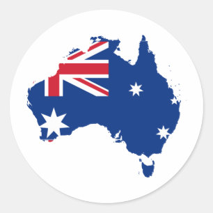 Sticker Rond Australie Drapeau en forme d'Australie