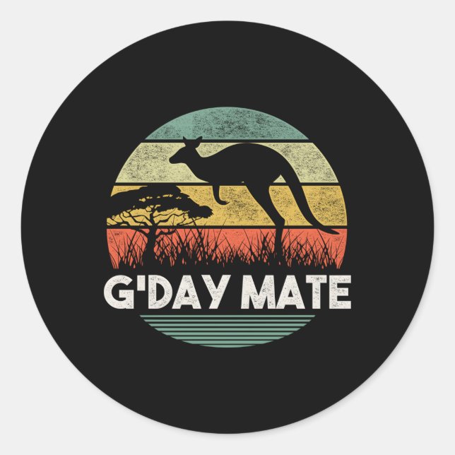 Sticker Rond Australie G-Day Mate Kangaroo Australie (Devant)
