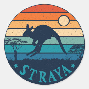 Sticker Rond Australie Straya Retro Vintage Kangaroo Aussie