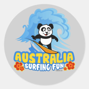 Sticker Rond Australie Surf Panda