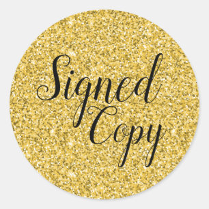 Sticker Rond Auteur de copie signée parties scintillant Gold