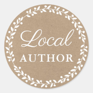 Sticker Rond Auteur local Livre Promo Kraft Blanc