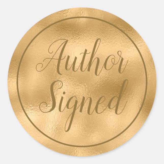Sticker Rond Auteur Signé Élégant Script Gold (Devant)