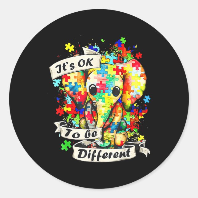 Sticker Rond Autism Aware Acceptance Women Kid Its Ok To Be (Devant)
