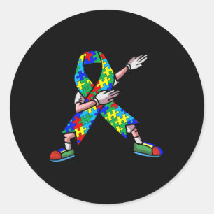 Sticker Rond Autism Aware Kids Dabbing Puzzle Piece Love Da