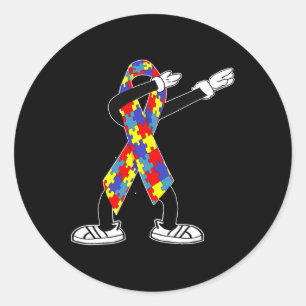Sticker Rond Autism Aware Kids Dabbing Puzzle Piece Love Da