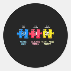 Sticker Rond Autism Aware Puzzle Chemical Element