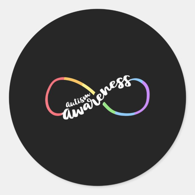 Sticker Rond Autism Awareness Autistic Acceptance Rainbow Infin (Devant)