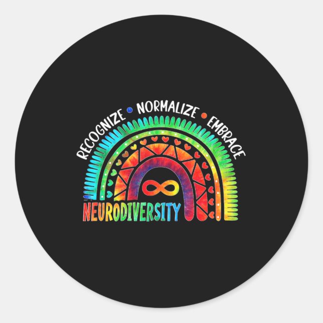 Sticker Rond Autism Awareness Month Neurodiversity Rainbow Tie  (Devant)