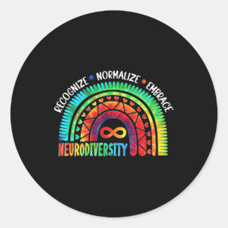 Sticker Rond Autism Awareness Month Neurodiversity Rainbow Tie