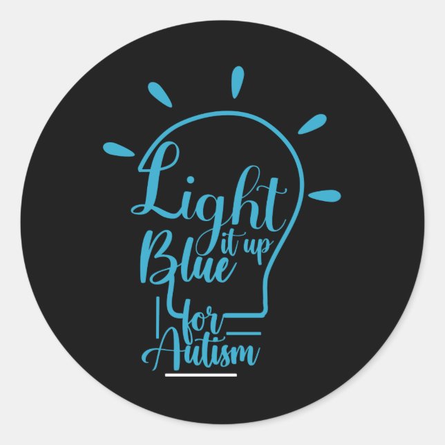 Sticker Rond Autism Awareness Month Support Light It Up Blue (Devant)