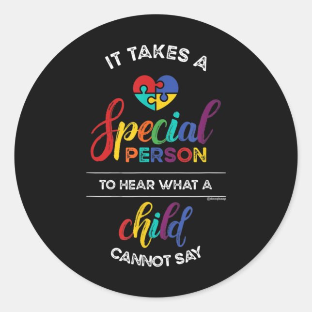 Sticker Rond Autism Awareness Puzzle It Takes a Special (Devant)