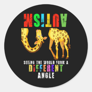Sticker Rond Autism Awareness Seeing Giraffe World View 