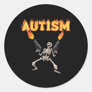 Sticker Rond Autism Skeleton drôle Odly Spécifique Dank Meme
