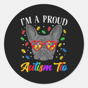 Sticker Rond Autism Tio French Bulldog Puzzle