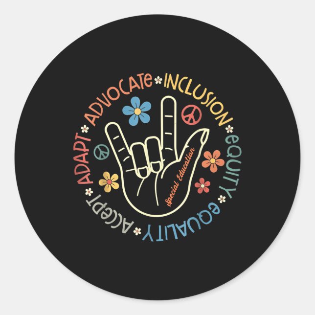 Sticker Rond Autisme Accepter Adapt Advocate Inclusion Autisme  (Devant)