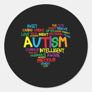 Sticker Rond Autisme Coeur Sensibilisation sur l'autisme fière 
