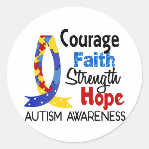 Sticker Rond Autisme d'espoir de force de foi de courage