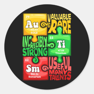 Sticker Rond Autisme Élément chimique