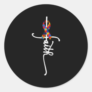 Sticker Rond Autisme Foi Croix Autisme Autistique Drôle Autisme