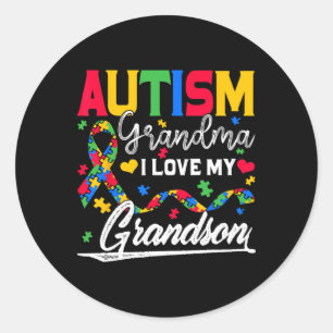 Sticker Rond Autisme grand-mère J'aime ma Sensibilisation sur l