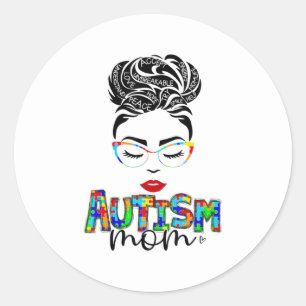Sticker Rond autisme maman enfant désordre bun sensibilisation 