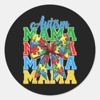 Sticker Rond Autisme Maman Neuro Diverse Coquette Bow Mama Mère