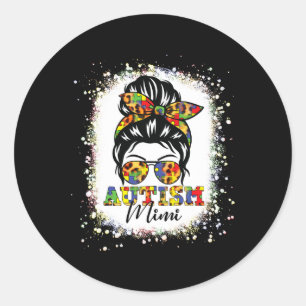 Sticker Rond Autisme Mimi Life Messy Bun Bleached Mothers Day A