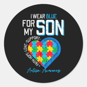 Sticker Rond Autisme porte du bleu pour la sensibilisation au f