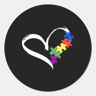 Sticker Rond Autisme Puzzle Amour Sensibilisation sur l'autisme