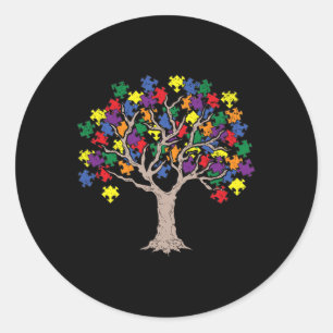 Sticker Rond Autisme Puzzle Arbre Lgbt-q Gay pride Rainbow Flag