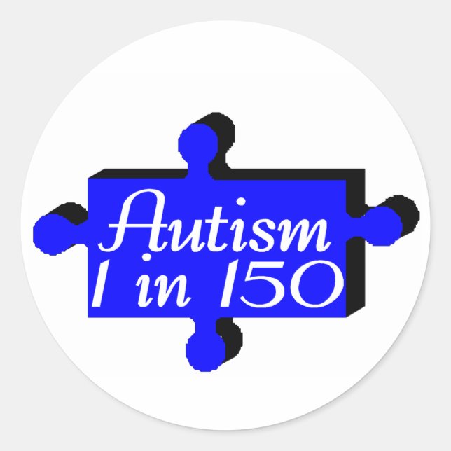 Sticker Rond Autisme Puzzle Pièce Bleu (Devant)