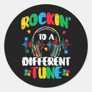 Sticker Rond Autisme Rockin Different Tune ASD Sensibilisation 