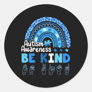Sticker Rond Autisme Sensibilisation Soyez Gentil Langue des Si
