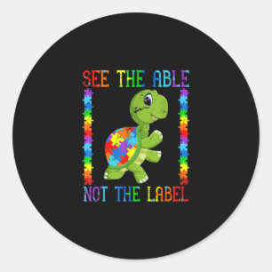 Sticker Rond Autistic Kid Maman Turtle Fighter Autism Puzzle