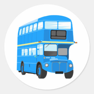 Sticker Rond Autobus bleu