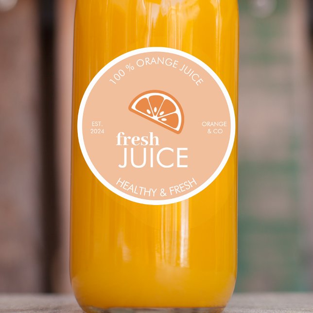 Sticker Rond "Autocollant de jus d'orange frais | Bouteille de  (Créateur téléchargé)