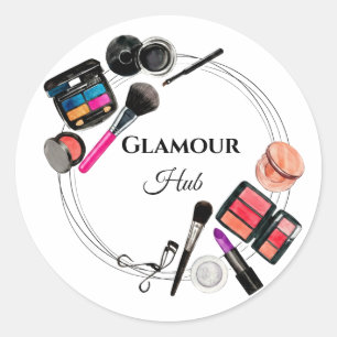 Sticker Rond 💄✨Autocollant de logo d'artiste maquilleur de Gla