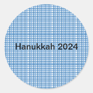 Sticker Rond Autocollant/Scellement d'enveloppe à carreaux bleu