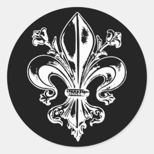 Sticker Rond AutocollantX20 Fleur de lys français métal antique