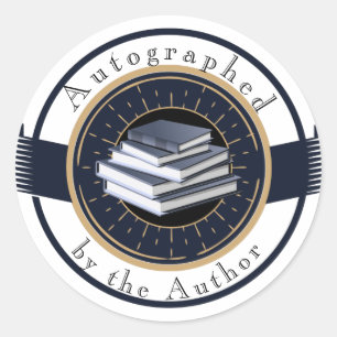 Sticker Rond Autographié par l'auteur, Stack of Books,