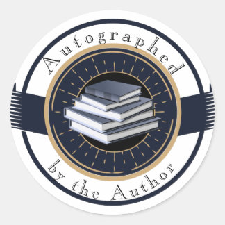 Sticker Rond Autographié par l'auteur, Stack of Books,