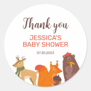 Sticker Rond Automne Animaux Baby shower de saison automnale