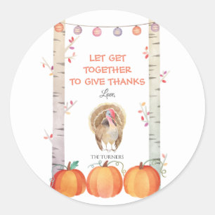 Sticker Rond Automne Arbres Citrouille Turquie Thanksgiving Par
