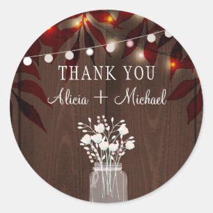 Sticker Rond Automne automne rustique mariage merci personnalis