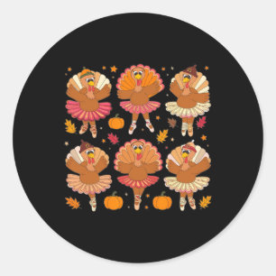 Sticker Rond Automne Ballerinas Danser mignonne Turquie Thanksg