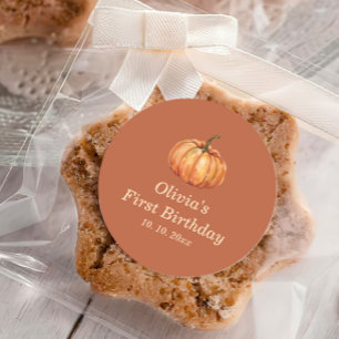 Sticker Rond Automne citrouille Anniversaire Favoriser